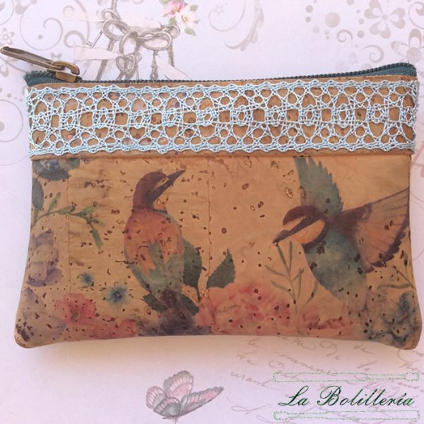 Monedero Mini Pájaros en Primavera - Encajes Artesanos - El Arte al alcance de tus manos